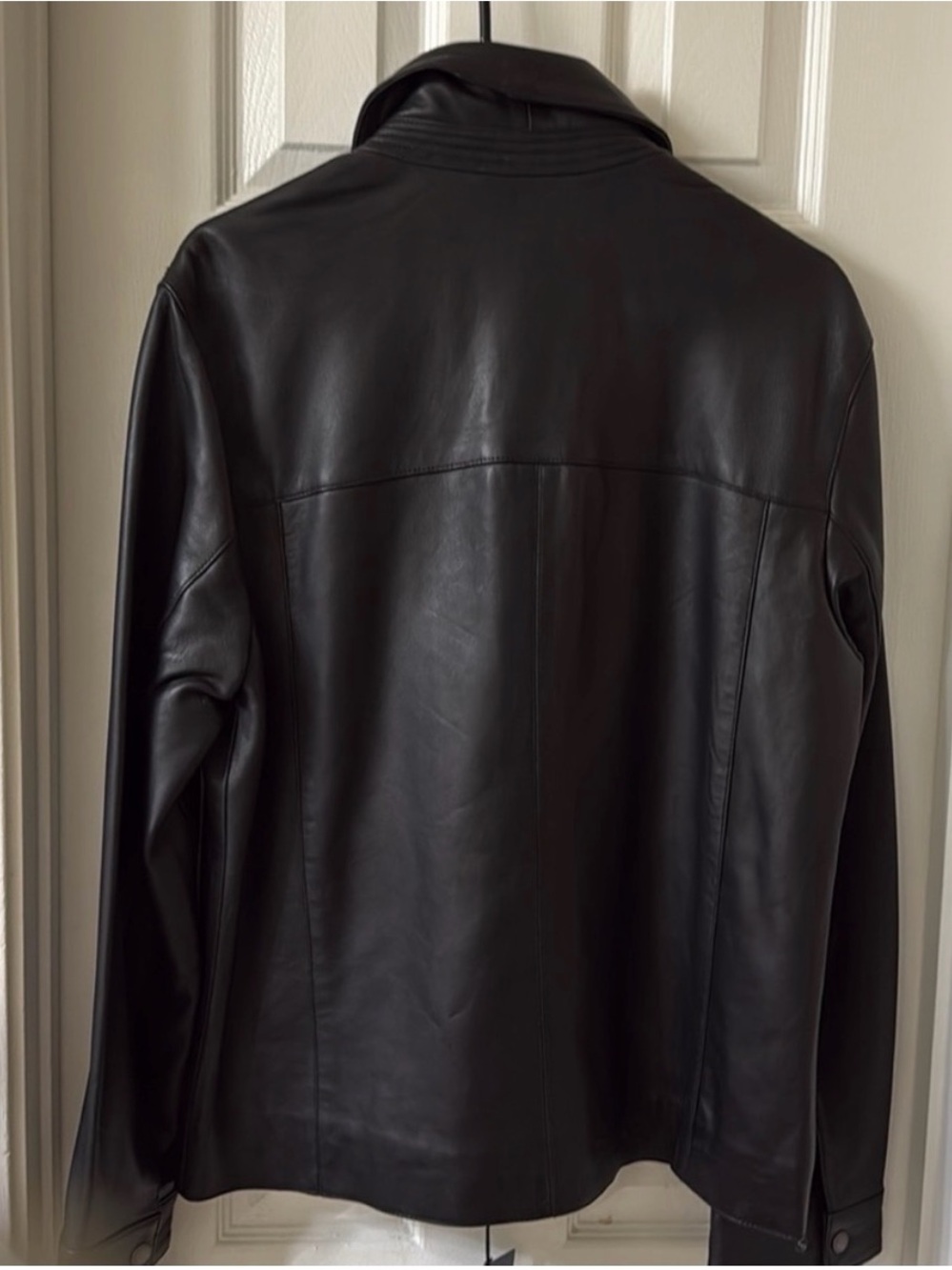 Cole Haan Men's Black Leather Zip-Front Jacket - Picture 4 of 6
